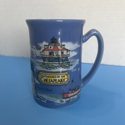 CHESAPEAKE BAY LIGHTHOUSE COFFEE MUG. Blue