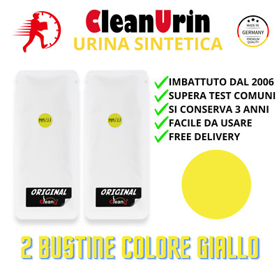 Clean Urin 2 BUSTINE GIALLO 👨‍🔬 Urina Sintetica 2 x 25 ml ⚗️ Originale CleanU