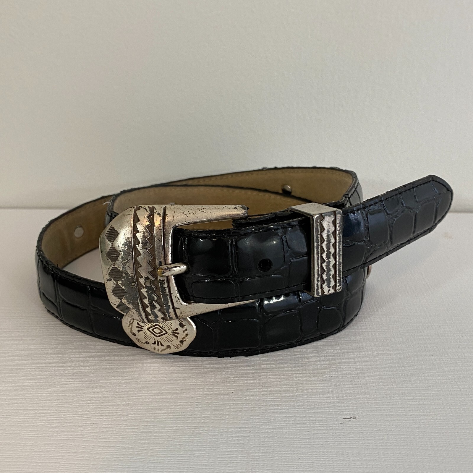 【2025年製 新品】 Vintage 90s 29 Small Conchos Silver Belt Leather Black 小物