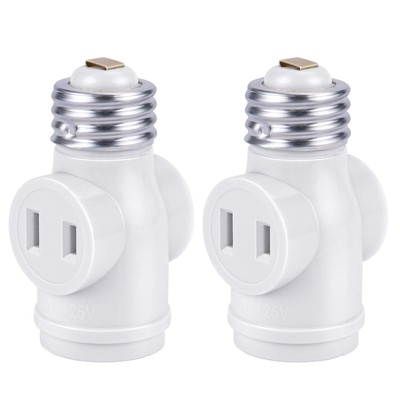 UL Listed E26 to 2 Polarized Outlet Socket Adapter, Standard (Medium) E26 Bas...