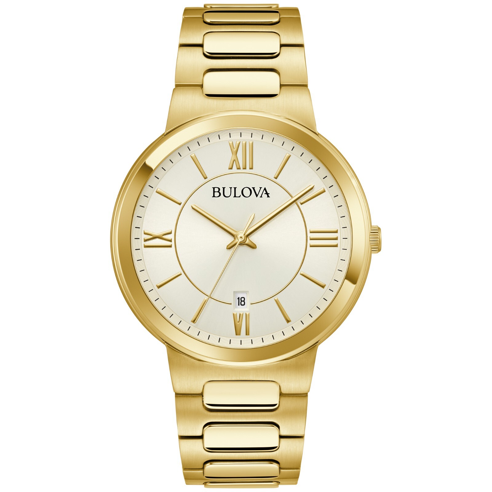 Мужские классические часы Bulova с календарем, кварцевые, золотые, из нержавеющей стали, 41 ММ 97B212