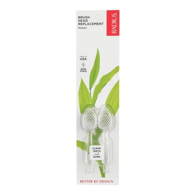 Radius - Toothbrush Replacement Heads -Pack Of 2 (heads Only) -Medium -Case Of 6