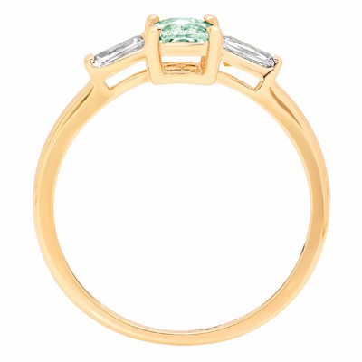Pre-owned Pucci 1.05ct Emerald Cut 3 Stone Blue Moissanite Bridal Statement Ring 14k Yellow Gold In D