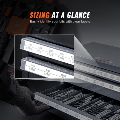 VEVOR Drill Bit Dispenser Organizer Cabinet Three-Drawer for 1/16in to 1/2in