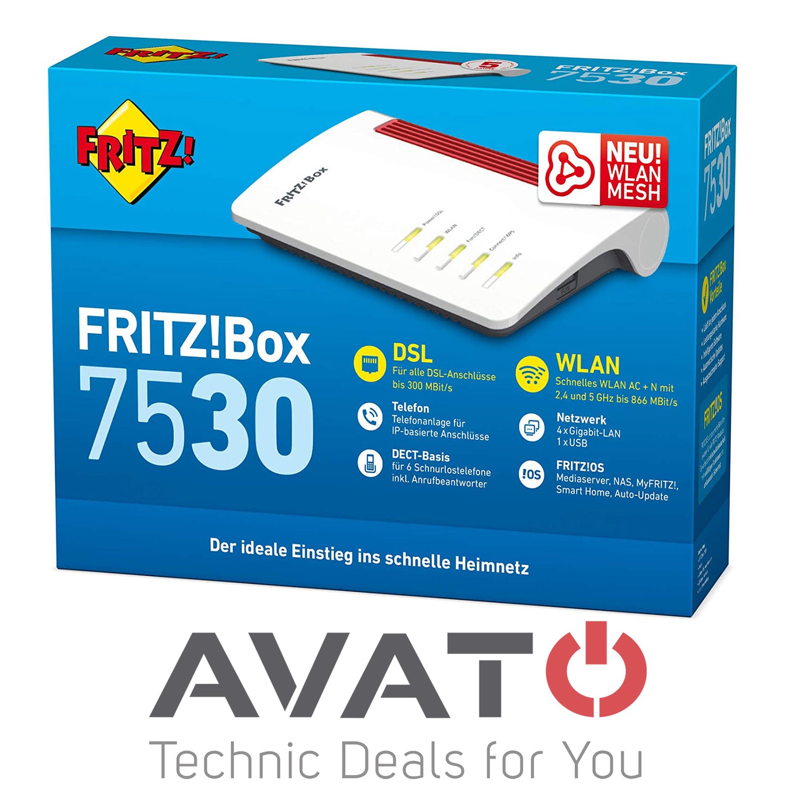 AVM FRITZBox 7530 VDSL DSL Modem MESH DUAL WLAN GIGABIT AC Router