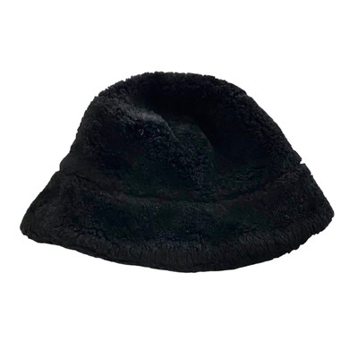 Vintage black teddy shearling furry bucket hat