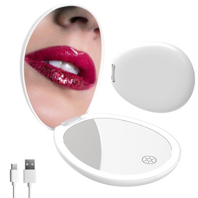 FUNTOUCH Compact Travel Mirror with Lights,1X/10X Magnification LED Mini Pock...