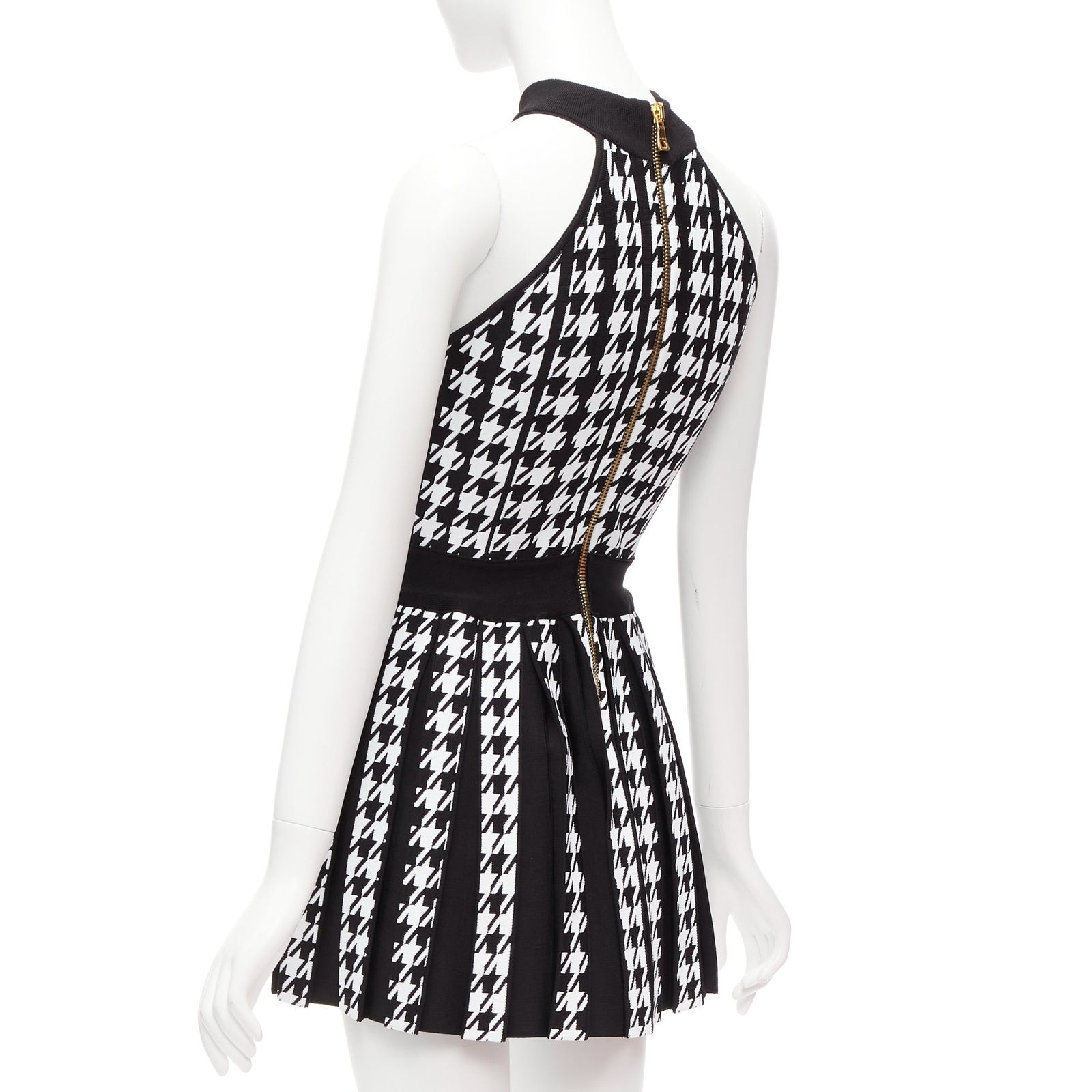 ワンピース BALMAIN HALTER NECK GEOMETRIC MINI DRESS (EF0R3088KI32 EJR) Black Halter Neck Minidress by Balmain on Sale