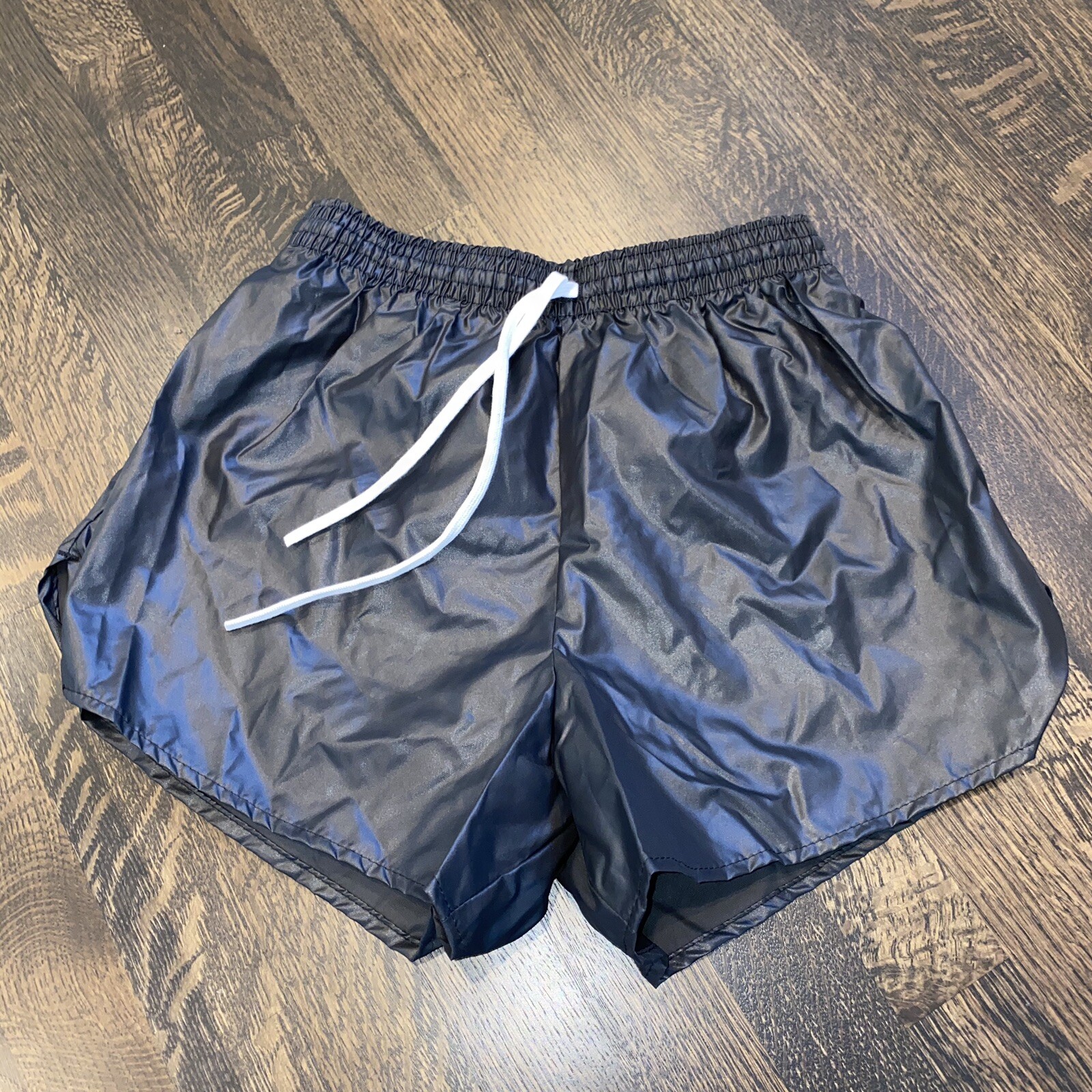 NOS Vtg Shorts Mens Large Black Shiny Augusta Glanz Nylon NOS Vtg Shorts Mens Large Black Shiny Augusta Glanz Nylon