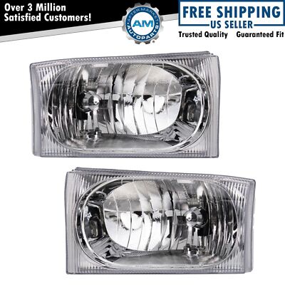 Headlight Set Fits 2002-2004 Ford Excursion 2002-2005 F-250 F-350 Super Duty