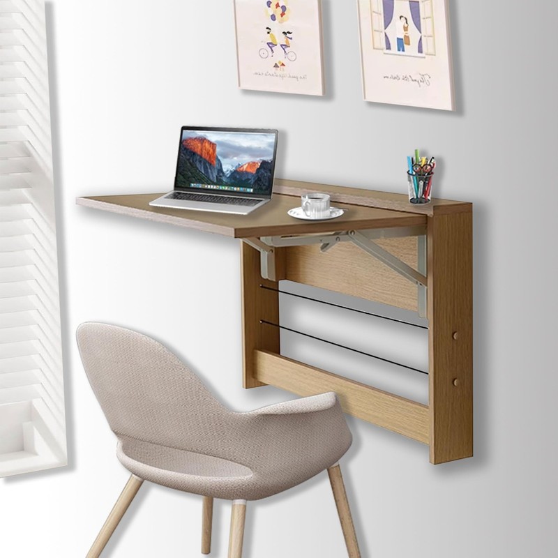Wall Mounted Folding Table, Floating Wall Desk Fold Down for