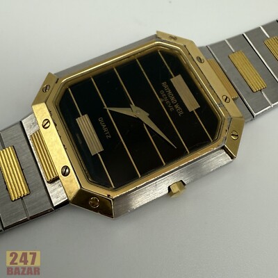 Vintage Rare Raymond Weil 9034 Two Tone Quartz Men's Watch Works Great