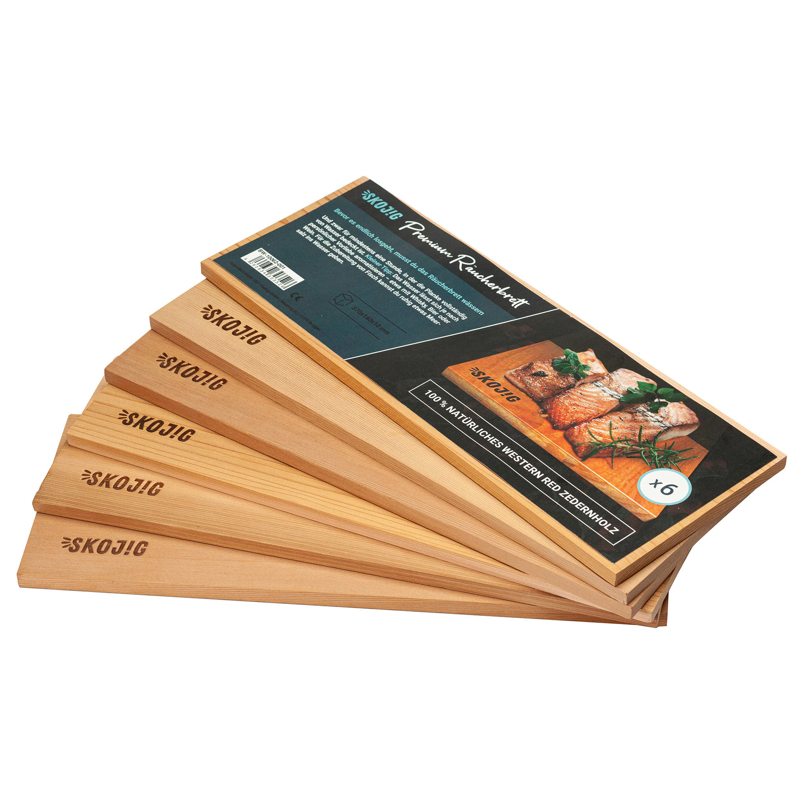 6er Pack Räucherbretter (37x14x1cm) - Räucherplanken Grillbretter BBQ-Bretter