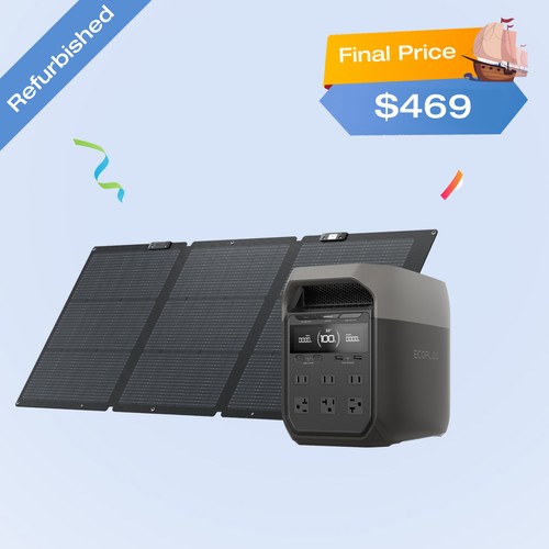 EcoFlow DELTA 3 1024Wh LiFePO4 Power Station +160W Solar