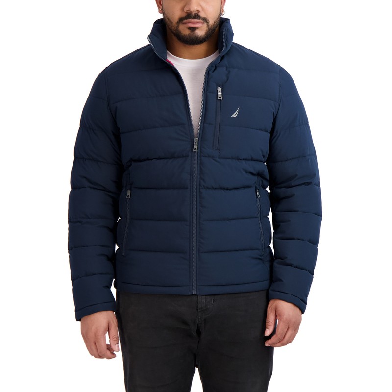 Nautica Men’S Quilted Puffer Jacket, Blue or Black, S-XXL, Machine Wash