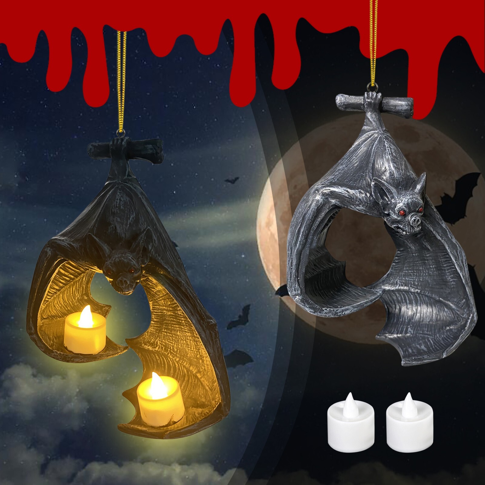 Bat Candle Wall Hanging Candle Holder Resin Crafts