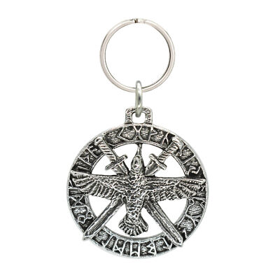 Raven and Swords Runes Keychain, G018KC, 1 3/4 inch, Viking, Norse, Metal, Gift