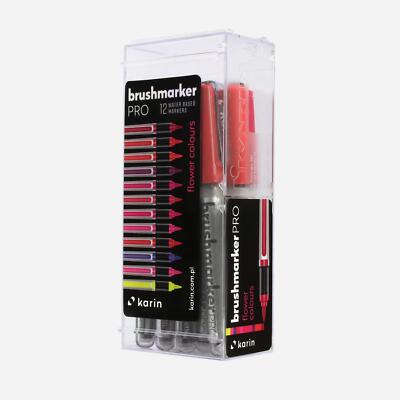 Marker Pen Set Liquid Ink Paint Art Pens Karin Brushmarker PRO Flowers 12pc