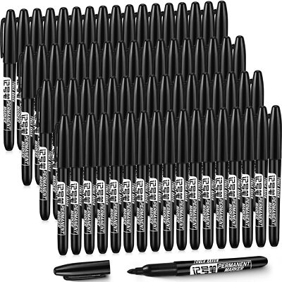 100 Pack Permanent Markers Bulk Black Permanent Marker Set Fine Point Marker