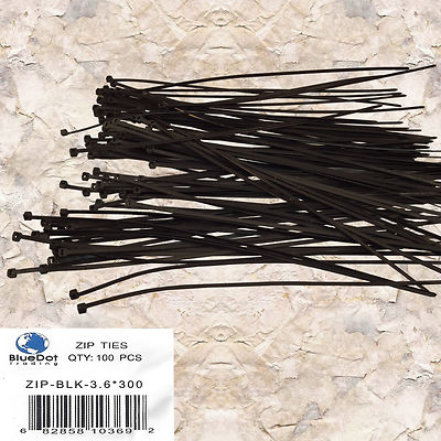 12" Cable Ties / 40LBS BLUEDOT TRADING - Package of 100 BLACK Zip Tie Wraps NEW