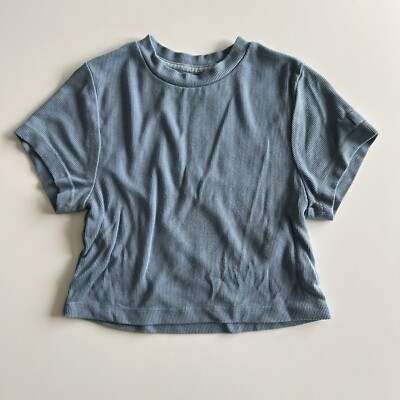 SET ACTIVE Womens Size S Short Sleeve Crop Ribbed TShirt Blue