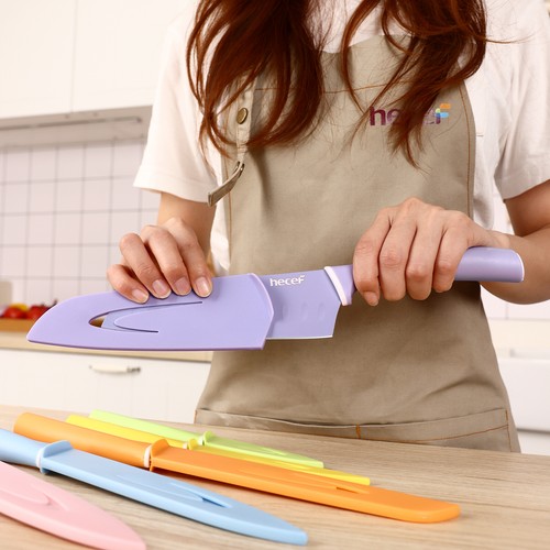 6Pcs Kitchen Knife Set Stainless Steel Colour Coded Non-Stick Cooking Knife Set