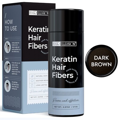 Hair Illusion KERATIN Hair Fibers For Bald Spot Concealer, Hairline, Hair Loss