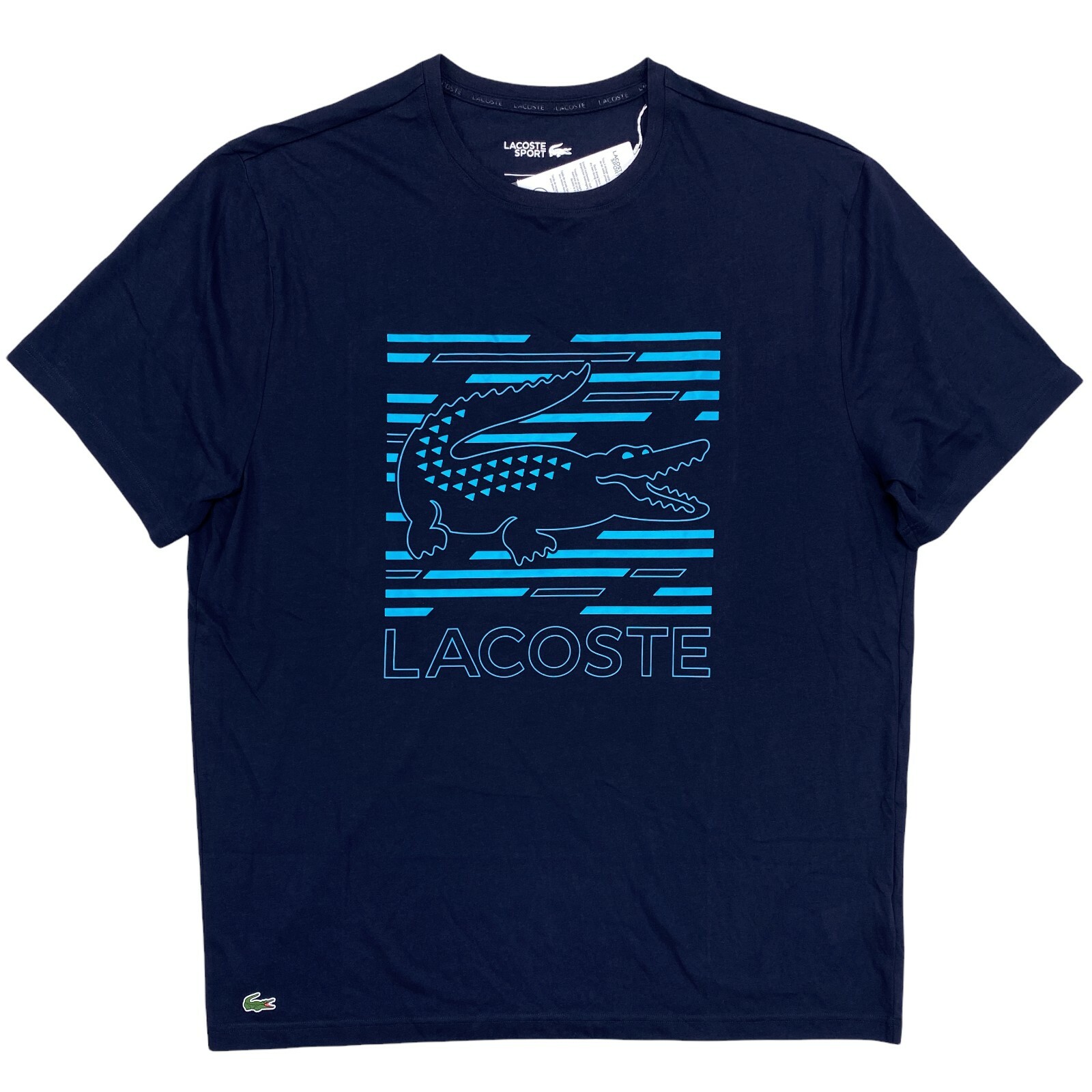 

Мужская футболка с коротким рукавом с рисунком Lacoste Sport Big - Tall темно-синего цвета с крокодиловым логотипом, Синий