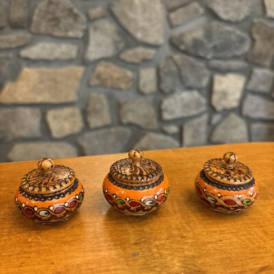 VINTAGE WOODEN BOX Trinket Box, Salt Box, Spice Boxes Set Of 3!