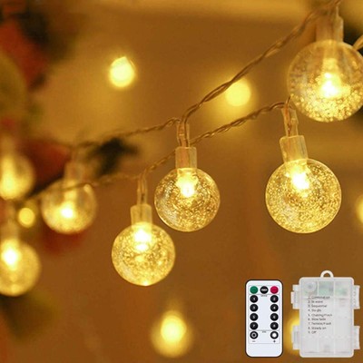 Metaku Globe Fairy Lights Battery Operated 33ft 80LED String Lights with Remo...