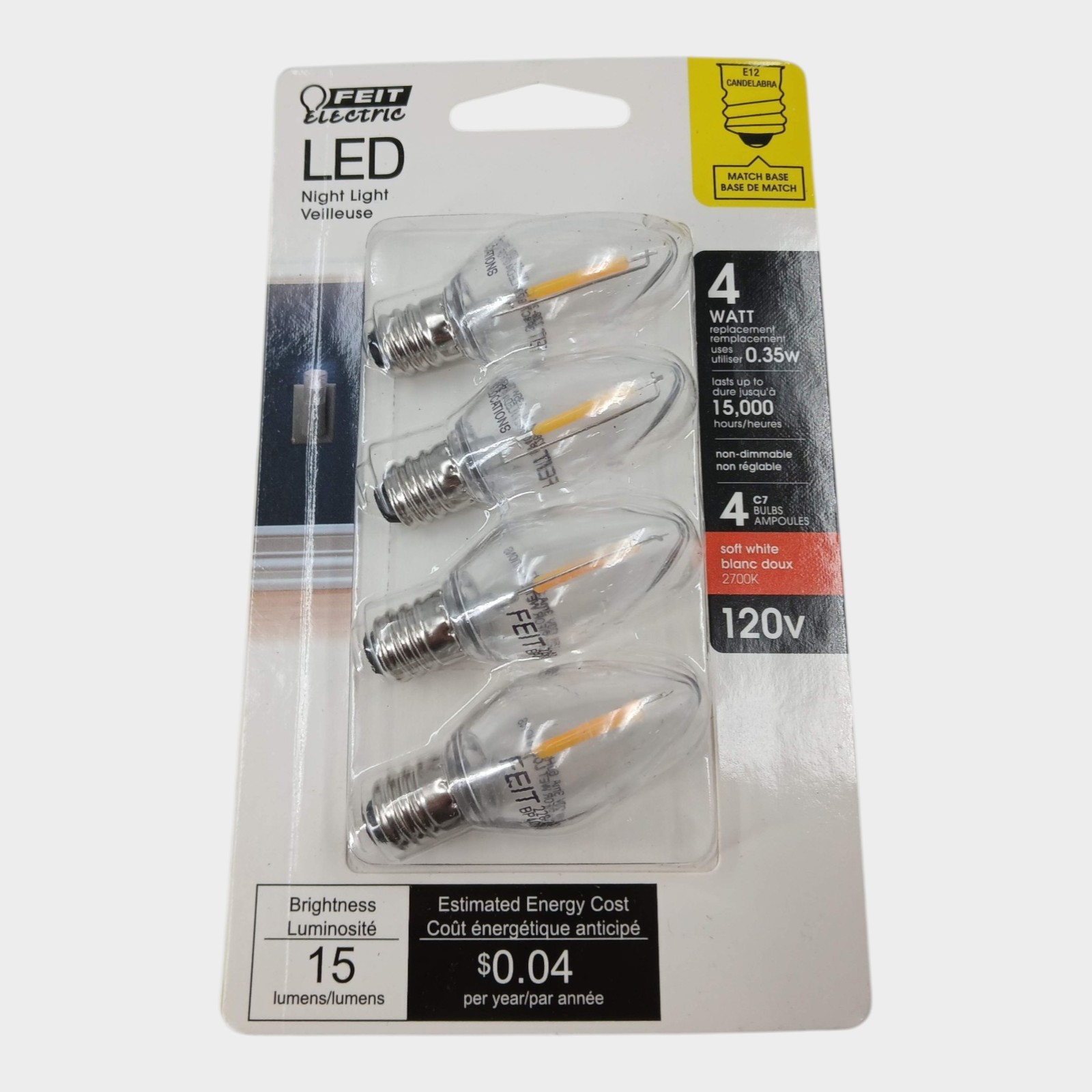 Feit Electric LED Night Light 4 Watt 4 Bulbs 120v