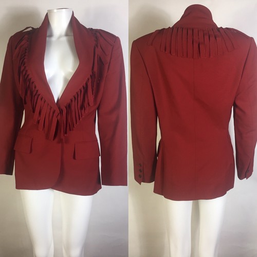 Vtg Jean Paul Gaultier Red Fringe Jacket S