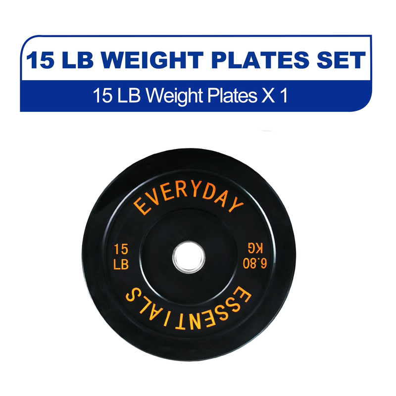 Olympic Bumper Plate Weight Plate with Steel Hub, Black, 15 Lb...