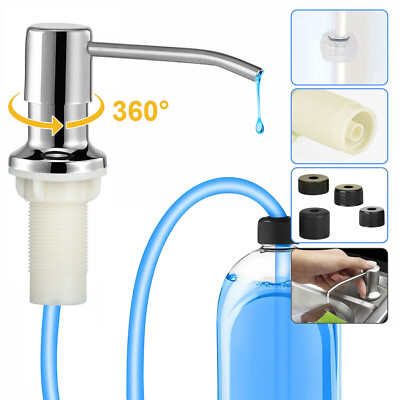 360° Sink Soap Dispenser Stainless Steel Kitchen Hands Liquid Pump Bottle Tube