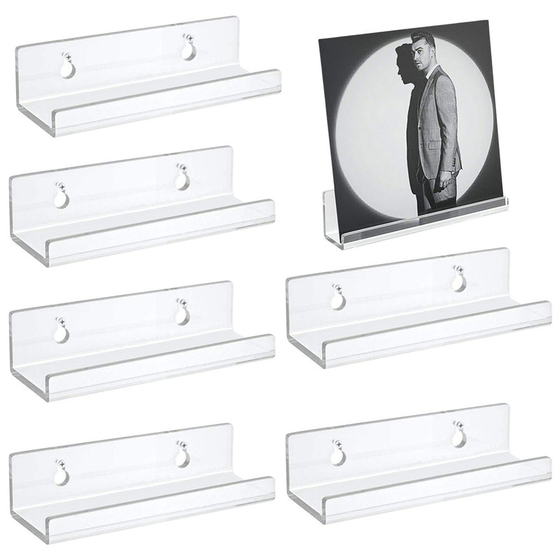 4 Inch Acrylic Record Shelf Vinyl Record Album Wall Mount Display Shelf 6PCS