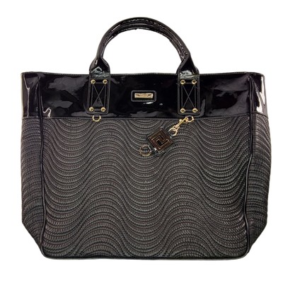 Versace Parfums Quilted Tote Bag w/ Patent Leather Trim & Charm Some Pealing Off