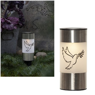 Solar Grablicht DOVE Grableuchte Grab-Kerze Grablampe Led Grab-Laterne Außen