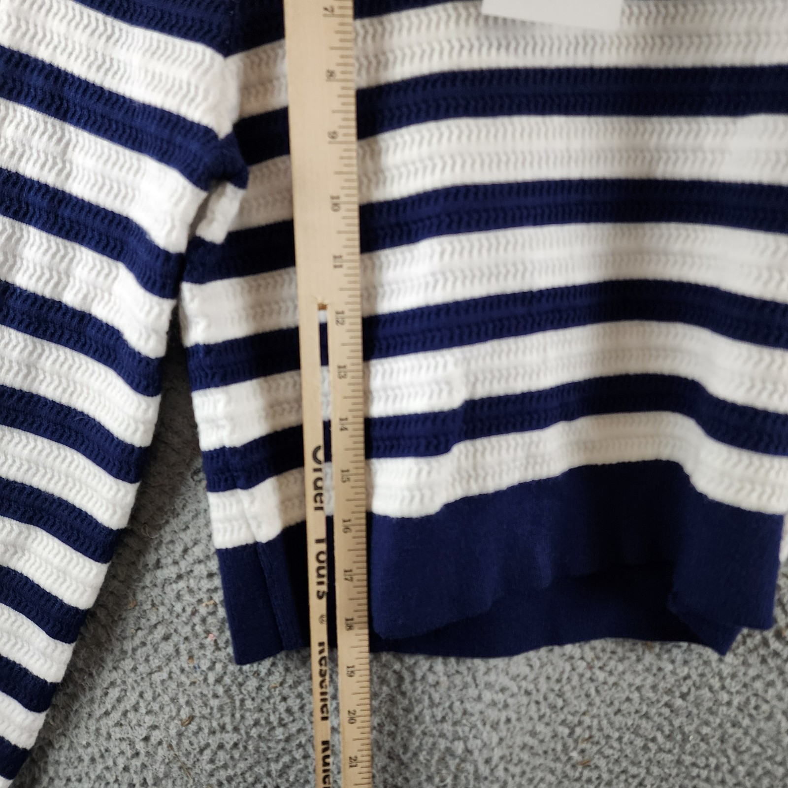 Generation Love Janice Cropped Sweater Women's S White/Navy Striped Long Sleeve - Picture 8 of 14