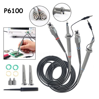 2 Pack P6100 100MHz Oscilloscope Probe 10:1 and 1:1 for Rigol Atten Owon Siglent