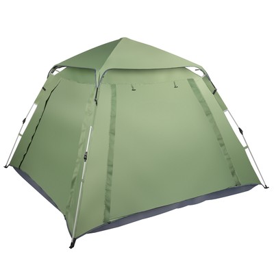 Four Person Family Camping Tent Green 240x240x150cm Quick Setup Waterproof