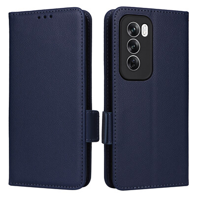 For Oppo Reno12  Luxury Classic Matte Flip Leather Wallet Card Case Cover