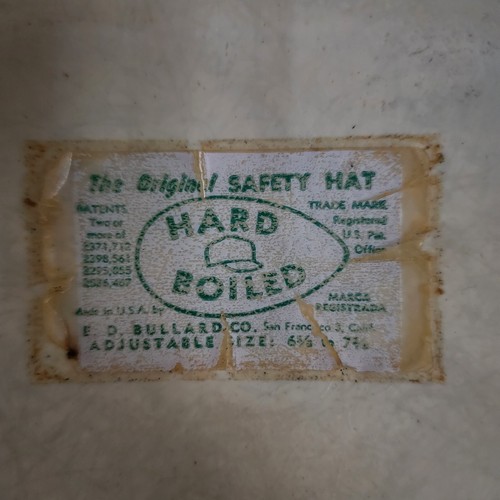 Vintage bullard 502 fiberglass hard hat white fullbrim with liner