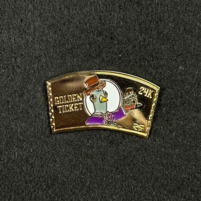 Gold Willy Wonka Pigeon Gold Ticket Graphic Pin