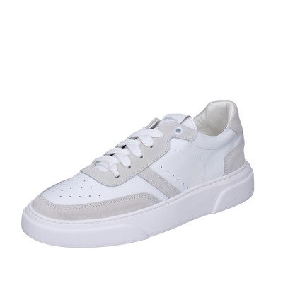 Pre-owned Baldinini Herren Schuhe  44 Eu Sneakers Weiss Leder Wildlede Bf341-44