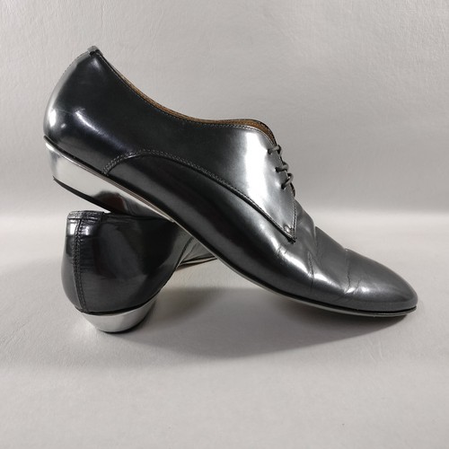 GIORGIO ARMANI Anthracite Satin Lace Up Oxford Dress Shoes