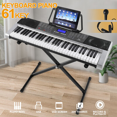 61 Key Electronic Keyboards Piano Portable Digital Organs W/Headphone Microphone