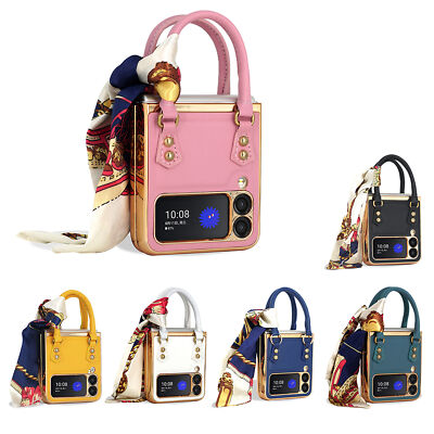 For Samsung Galaxy Z Flip5 4 3 Luxury Hand Bag Case with Elegant Ribbon Grip