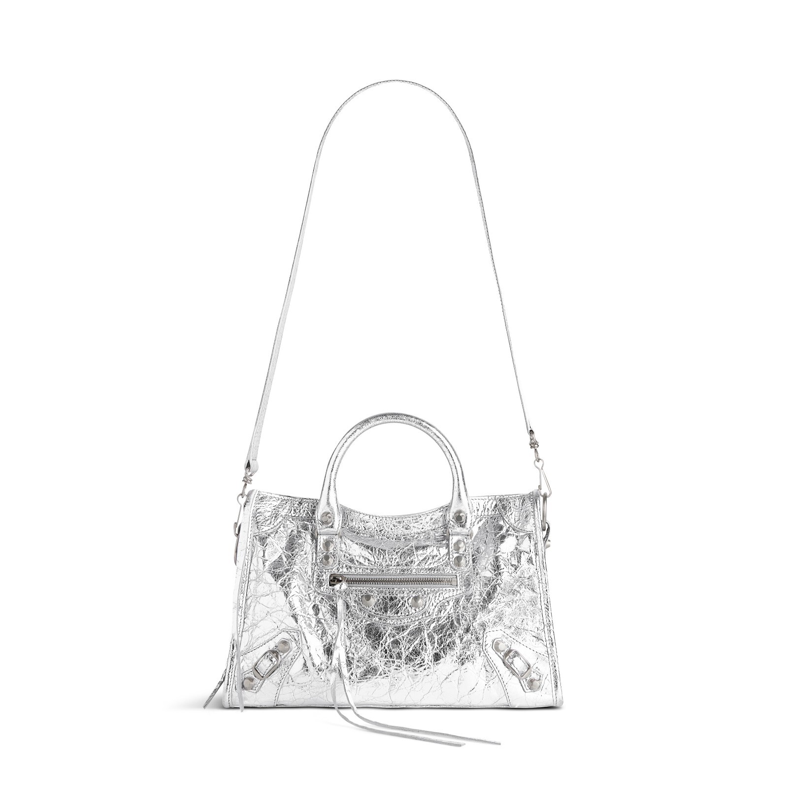 BALENCIAGA Le City Small $2390 Silver Metallized Arena