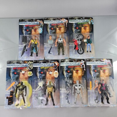 Terminator 2 Action Figures SET OF 7 Endoglow John Connor T-1000 Kenner 1991 NEW