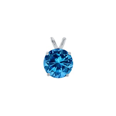 Pre-owned Shine Brite With A Diamond 2.75 Ct Round 14k White Gold Blue Simulate Diamond Solitaire Pendant Necklace 18